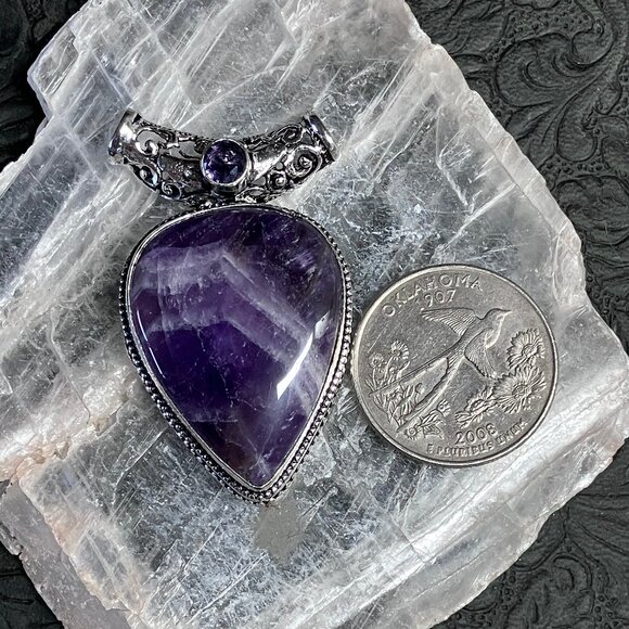 Natural Chevron Amethyst Gemstone Pendant Stone Crystal Jewelry - Picture 8 of 8
